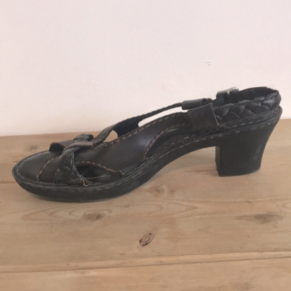 BORN Enga dark brown front woven block heel sling back sandals size 8 - Picture 3 of 10